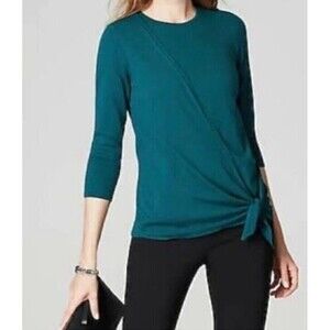 J Jill Women's 4X Cross-over Tie Front Persian Blue Teal Cotton Blend Sweater